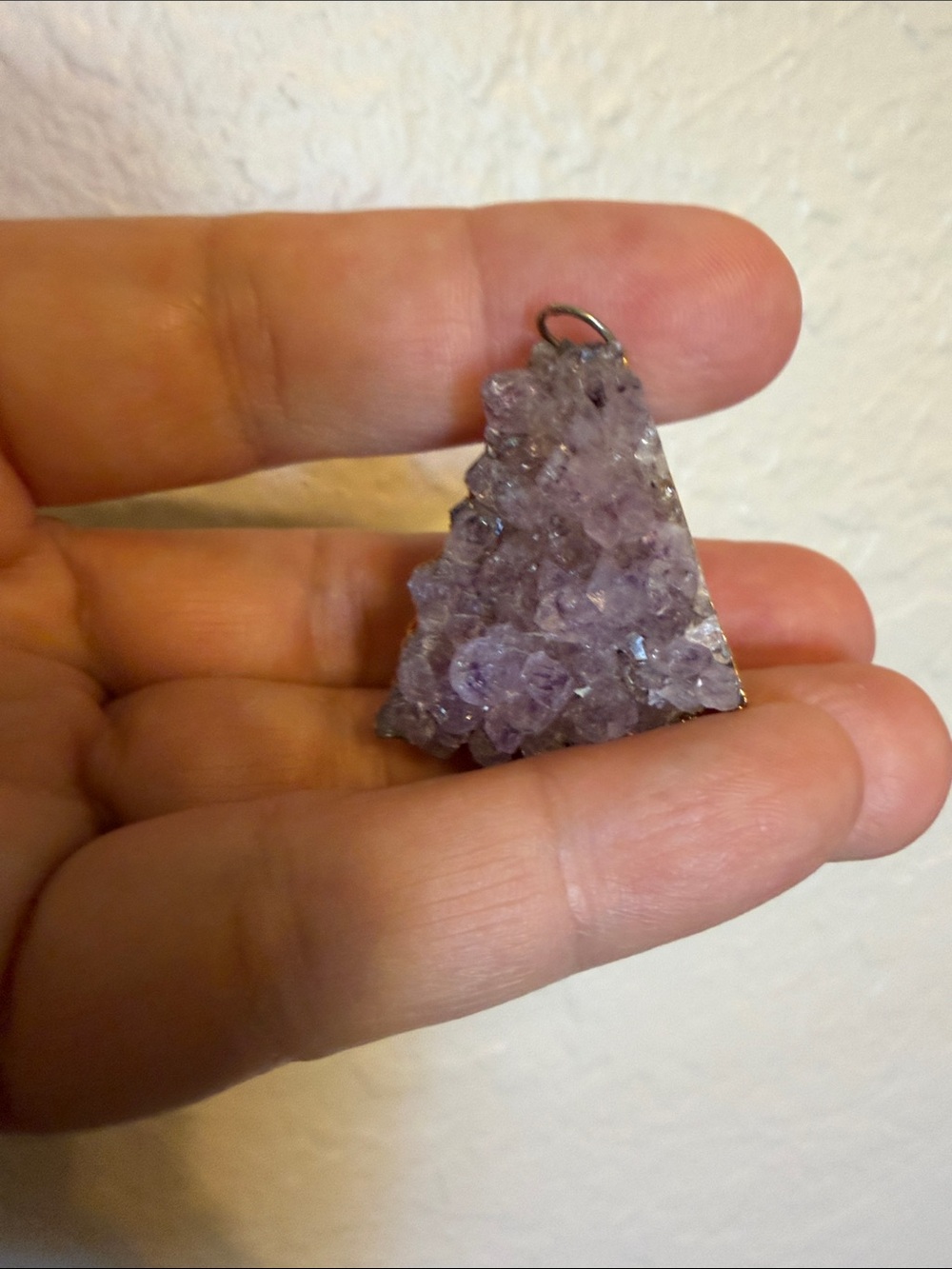Amethyst Crystal Druzy Pendant Necklace - Lavender Purple